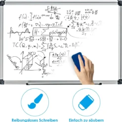 Weißwandtafel mit Abnehmbarer Stiftablage Aluminiumrahmen Magnetisches Whiteboard 50 x 35 cm Weiß