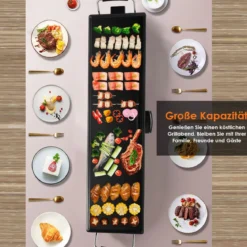 1800 W Elektrische Grillplatte Indoor BBQ Grill Verstellbare Temperatur 90 x 23 cm Schwarz