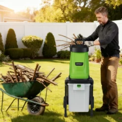 2800W Elektrischer Häcksler mit 50L Sammelbehälter Holzhäcksler Elektro Gartenhäcksler Grün