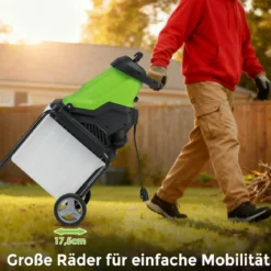 2800W Elektrischer Häcksler mit 50L Sammelbehälter Holzhäcksler Elektro Gartenhäcksler Grün