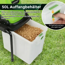 2800W Elektrischer Häcksler mit 50L Sammelbehälter Holzhäcksler Elektro Gartenhäcksler Grün