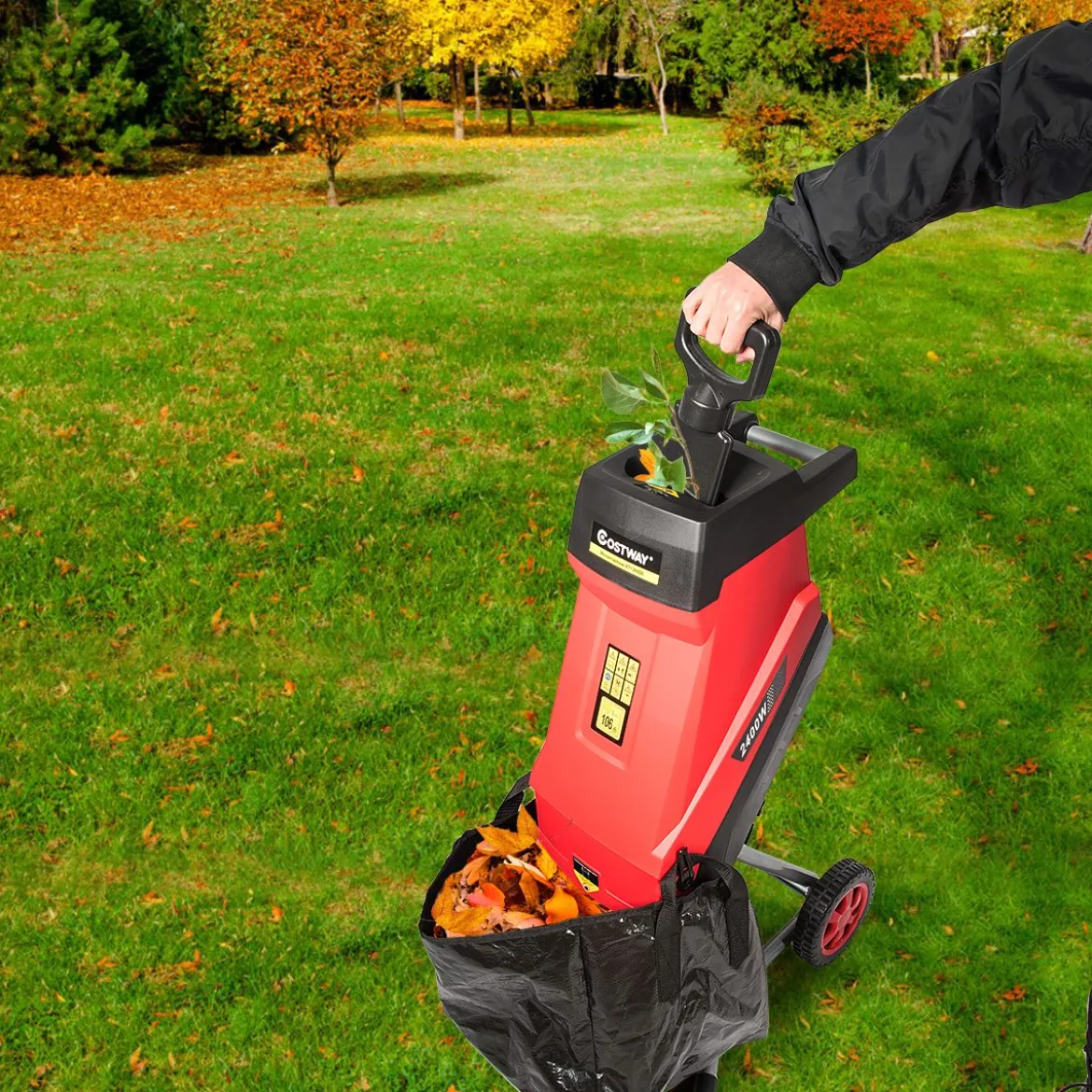 2400W Elektrischer Messerhäcksler Gartenhäcksler für Äste und Gartenabfälle 46 x 38 x 91 cm Rot + Schwarz