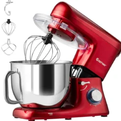 1400W Elektrischer Standmixer Küchenmaschine mit kippbarem Kopf 37 x 19 x 33 cm Rot