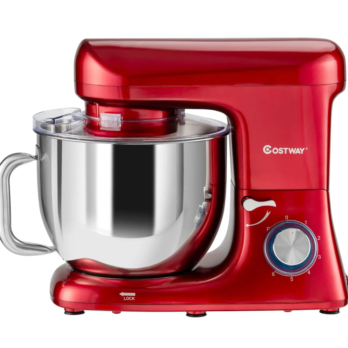 1400W Elektrischer Standmixer Küchenmaschine mit kippbarem Kopf 37 x 19 x 33 cm Rot