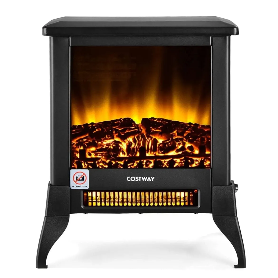 1800W Elektrokamin Kamin Heizung elektrische Kaminheizung 37,5 x 22 x 46 cm Schwarz
