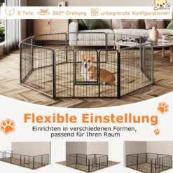 Welpenauslauf 60cm hoch 8-teilig faltbares Freilaufgehege Hundelaufstall aus Metall Schwarz