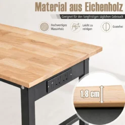 Werkbank mit Steckdosen & Rollen Arbeitstisch Höhenverstellbar Mobiler Garagentisch bis zu 150 kg Tragbar