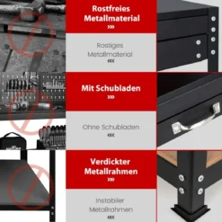 Werkbank mit Stecktafel & Schubladen & Regalen & 25 Hängezubehörteilen Garagen Arbeitstisch