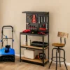 Werkbank zur Werkzeugaufbewahrung mit Steckbrett & 2 Unteren Ablagen 81 x 41 x 155 cm