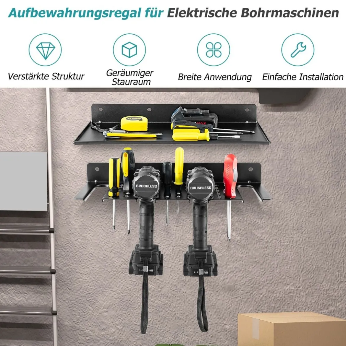 Werkzeugregal Wandregal mit 4 Schlitzen & 36 Bohrlöchern Werkzeug Organizer Werkzeughalter