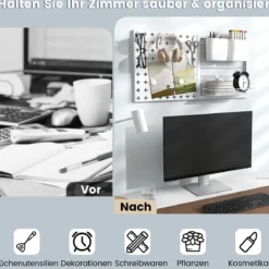 Werkzeugwand mit 2 Aufbewahrungsbehälter & 1 Lagergestell & 5 Magneten & 4 Haken Stecktafel