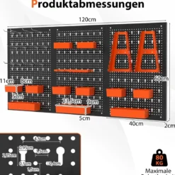 Werkzeugwand mit 9-teilige Aufbewahrungsboxen & Werkzeughaltern & Haken Lochwand