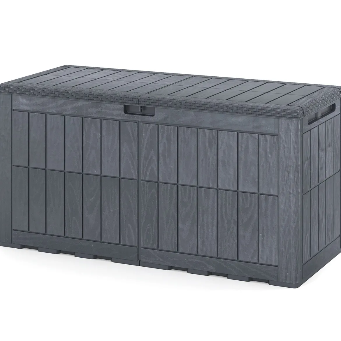 Wetterfeste Auflagenbox 380L Outdoor Aufbewahrungsbox mit Abschließbarem Deckel Grau