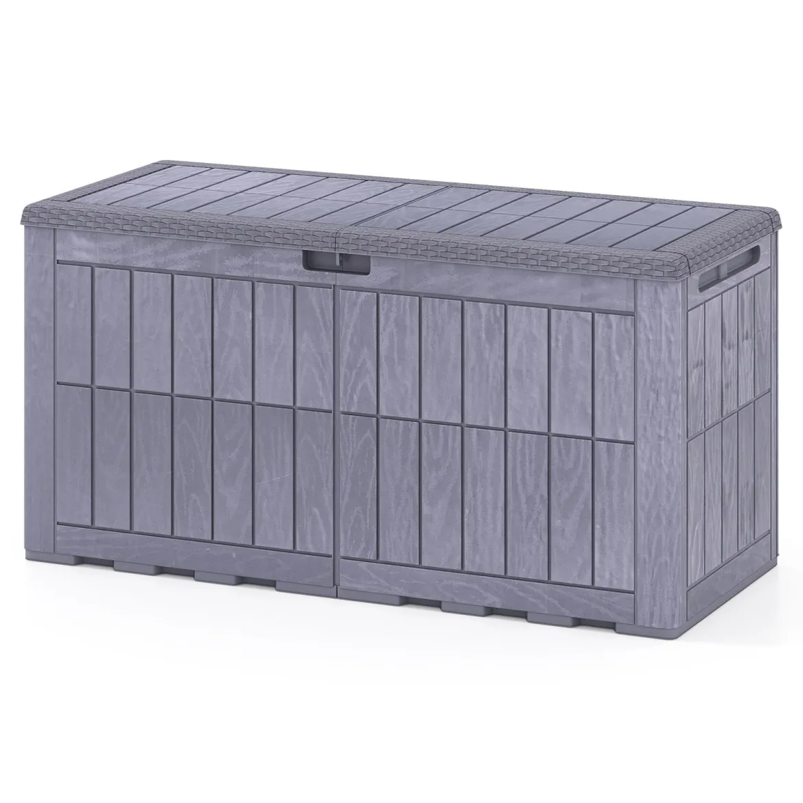 Wetterfeste Auflagenbox 380L Outdoor Aufbewahrungsbox mit Abschließbarem Deckel Hellgrau
