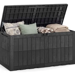 Wetterfeste Auflagenbox 455L Outdoor Aufbewahrungsbox mit Abschließbarem Deckel