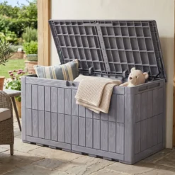 Wetterfeste Auflagenbox 455L Outdoor Aufbewahrungsbox mit Abschließbarem Deckel