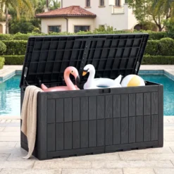 Wetterfeste Auflagenbox 455L Outdoor Aufbewahrungsbox mit Abschließbarem Deckel