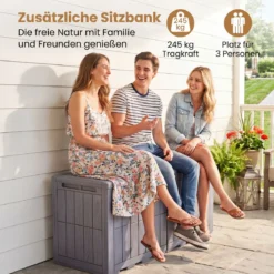 Wetterfeste Auflagenbox 455L Outdoor Aufbewahrungsbox mit Abschließbarem Deckel