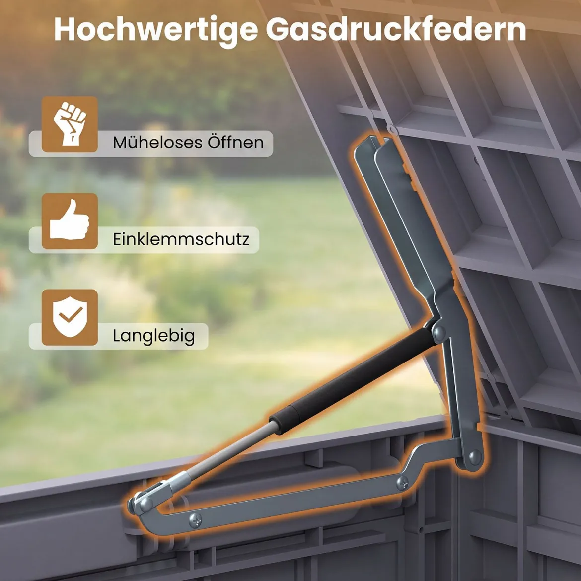 Wetterfeste Auflagenbox 455L Outdoor Aufbewahrungsbox mit Abschließbarem Deckel