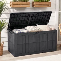 Wetterfeste Auflagenbox 455L Outdoor Aufbewahrungsbox mit Abschließbarem Deckel