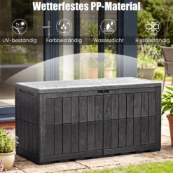 Wetterfeste Auflagenbox 455L Outdoor Aufbewahrungsbox mit Abschließbarem Deckel