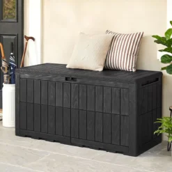 Wetterfeste Auflagenbox 455L Outdoor Aufbewahrungsbox mit Abschließbarem Deckel