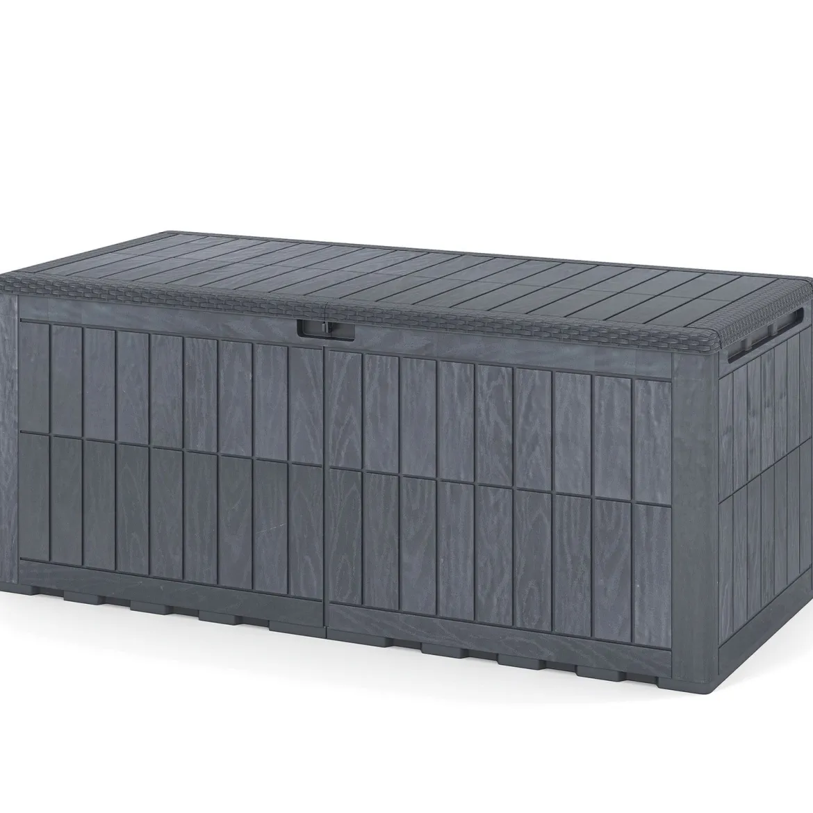 Wetterfeste Auflagenbox 680L Outdoor Aufbewahrungsbox mit Abschließbarem Deckel & Gasdruckfedern Grau