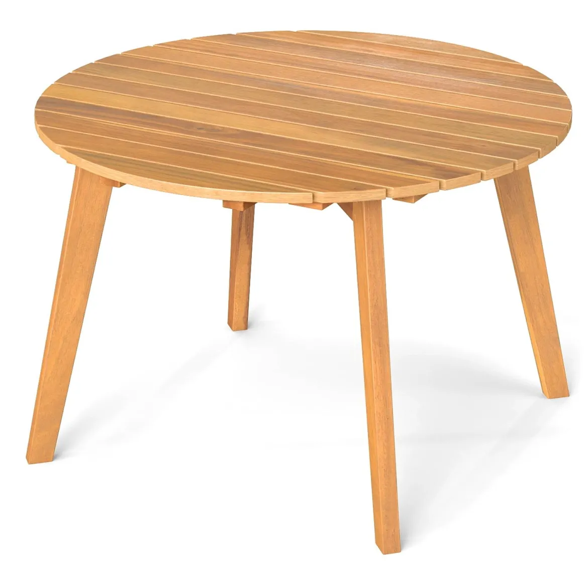 Wetterfester Beistelltisch aus Akazienholz Runder Gartentisch Balkontisch Kaffeetisch 62 x 62 x 40 cm