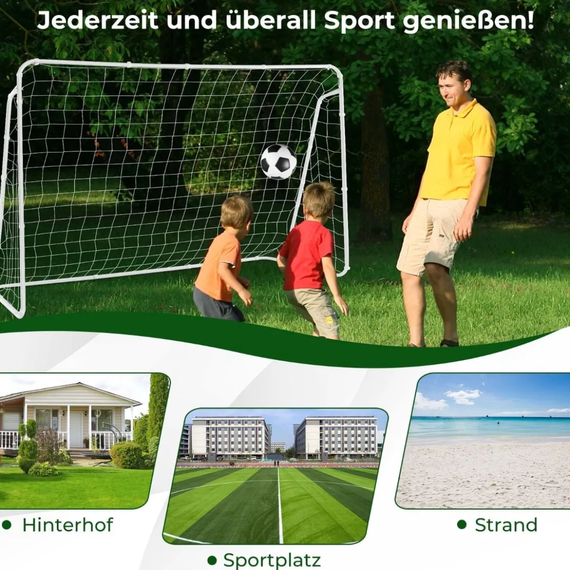 Wetterfester Fußballtor mit Netz & Robustem Rahmen Fussballtor Torwand 215 x 152 x 76 cm