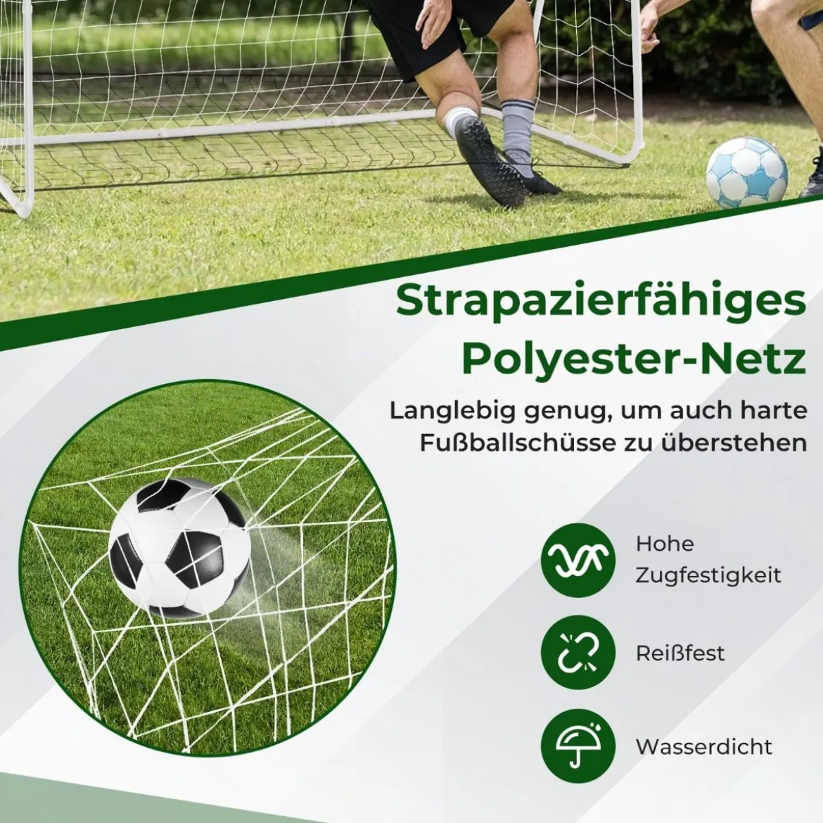 Wetterfester Fußballtor mit Netz & Robustem Rahmen Fussballtor Torwand 215 x 152 x 76 cm