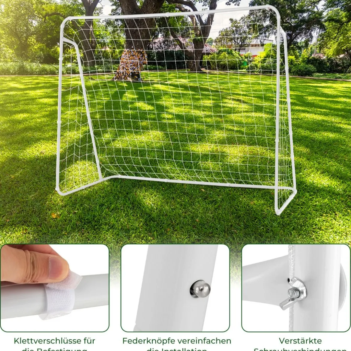 Wetterfester Fußballtor mit Netz & Robustem Rahmen Fussballtor Torwand 215 x 152 x 76 cm