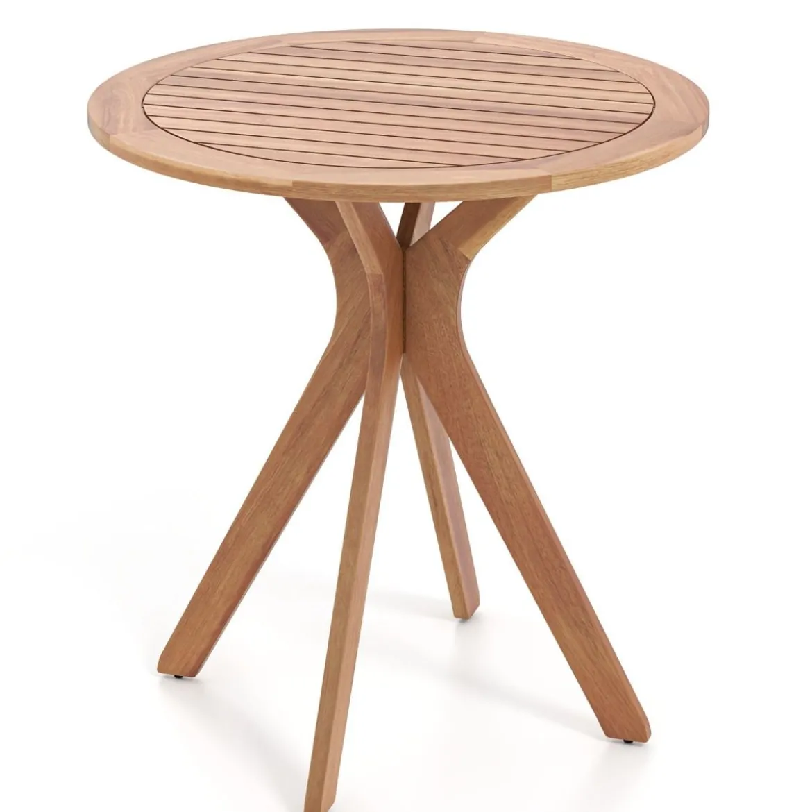 Wetterfester Gartentisch aus Akazienholz Runder Holztisch Beistelltisch Balkontisch Bistrotisch