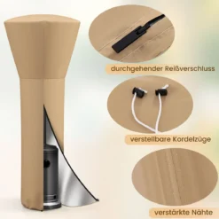 Wetterschutzhülle für Terrassenheizer Heizpilz Abdeckung Schutzhülle für Heizstrahler Beige