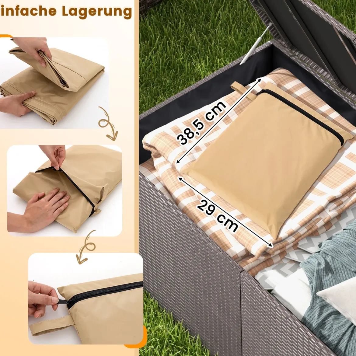 Wetterschutzhülle für Terrassenheizer Heizpilz Abdeckung Schutzhülle für Heizstrahler Beige