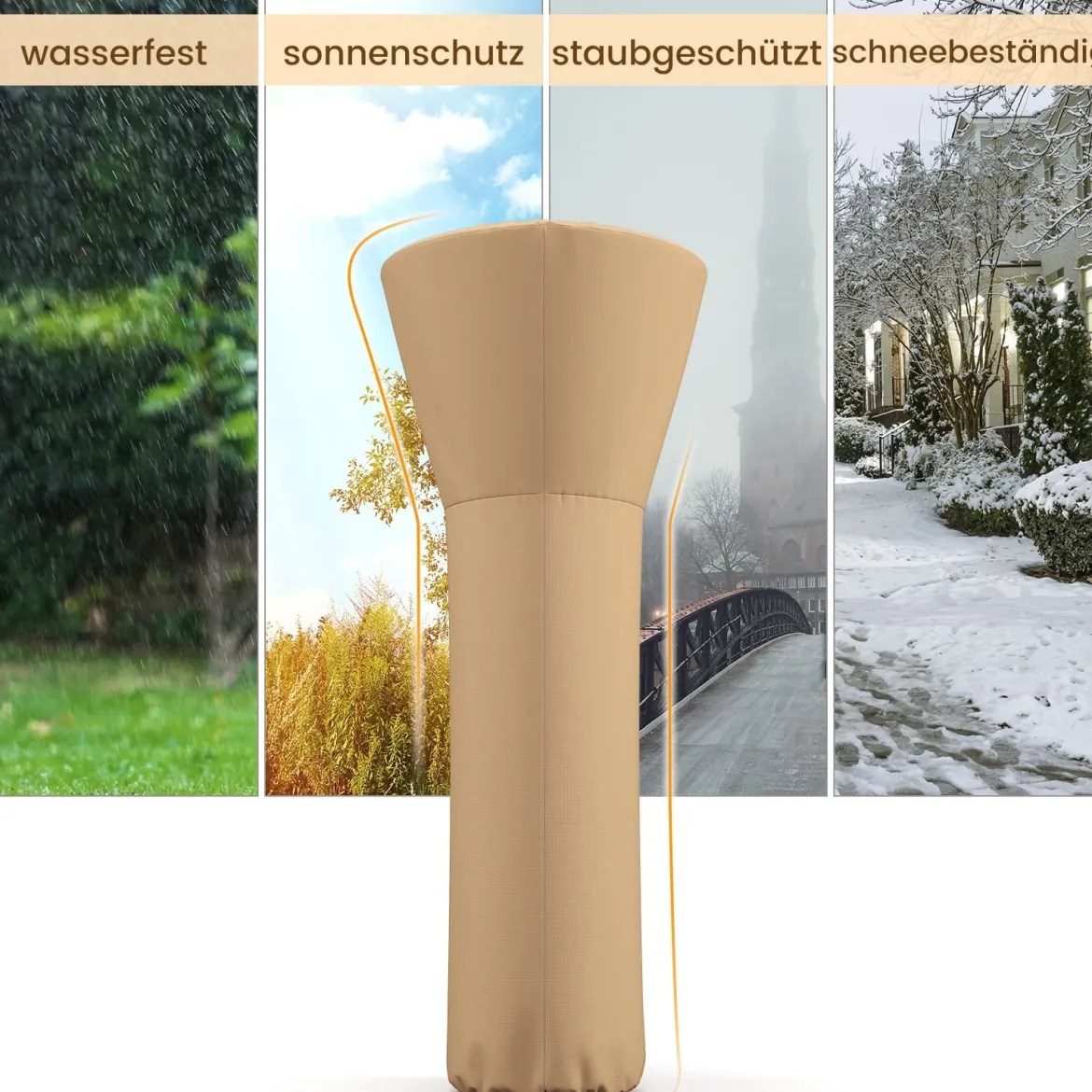 Wetterschutzhülle für Terrassenheizer Heizpilz Abdeckung Schutzhülle für Heizstrahler Beige