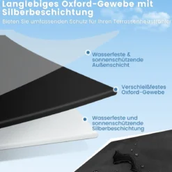 Wetterschutzhülle für Terrassenheizer Heizpilz Abdeckung Schutzhülle für Heizstrahler Schwarz