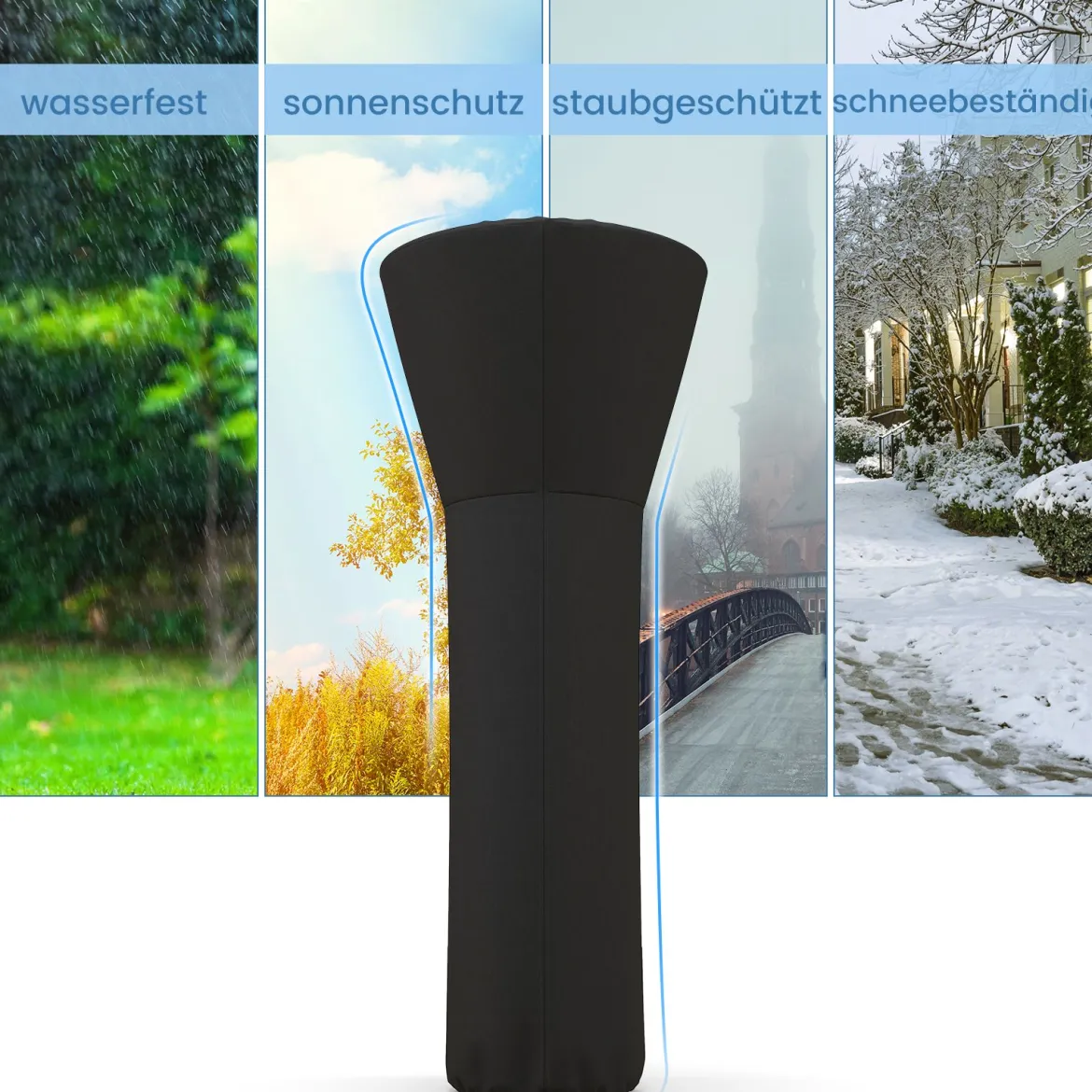 Wetterschutzhülle für Terrassenheizer Heizpilz Abdeckung Schutzhülle für Heizstrahler Schwarz
