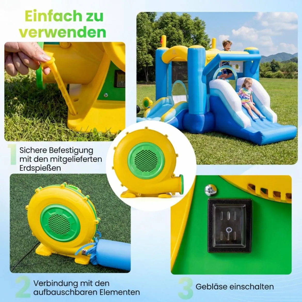 950W Hüpfburge-Gebläse mit Griff & Erdspießen Luftgebläse Radiallüfter