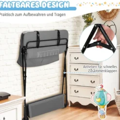 WickelstationZusammenklappbarer Wickeltisch für Babys mit Rädern Grau