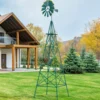 Windrad aus Metall mit 4 Stützbeinen Wetterfeste Windmühle für Garten Hof 67 x 67 x 253 cm Grün