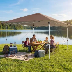 Winterfester Pavillon mit UV Schutz 50+ & Tasche Wasserdicht Faltpavillon Pop Up Pavillon Braun