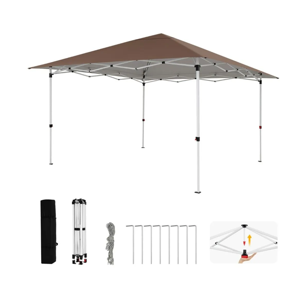 Winterfester Pavillon mit UV Schutz 50+ & Tasche Wasserdicht Faltpavillon Pop Up Pavillon Braun