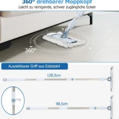 Wischmopp & Eimer-Set mit 7 Rechteckigen Wischmopp-Bezügen & 1 Runden Wischmopp-Bezügen