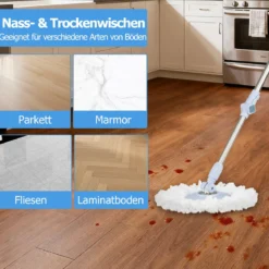 Wischmopp & Eimer-Set mit 7 Rechteckigen Wischmopp-Bezügen & 1 Runden Wischmopp-Bezügen
