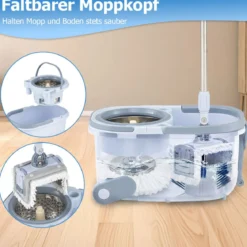 Wischmopp & Eimer-Set mit 7 Rechteckigen Wischmopp-Bezügen & 1 Runden Wischmopp-Bezügen