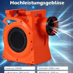 2300W Kommerzielles Luftgebläse mit 2-PS-Motor & Griff Gebläsepumpe Elektrischer Standventilator