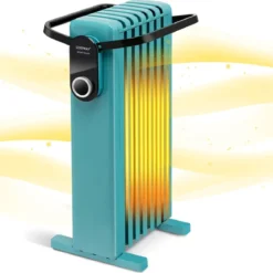 1500W Ölradiator 7 Rippen Heizkörper mit 3 Heizstufen Energiesparung & Überhitzungsschutz Türkis