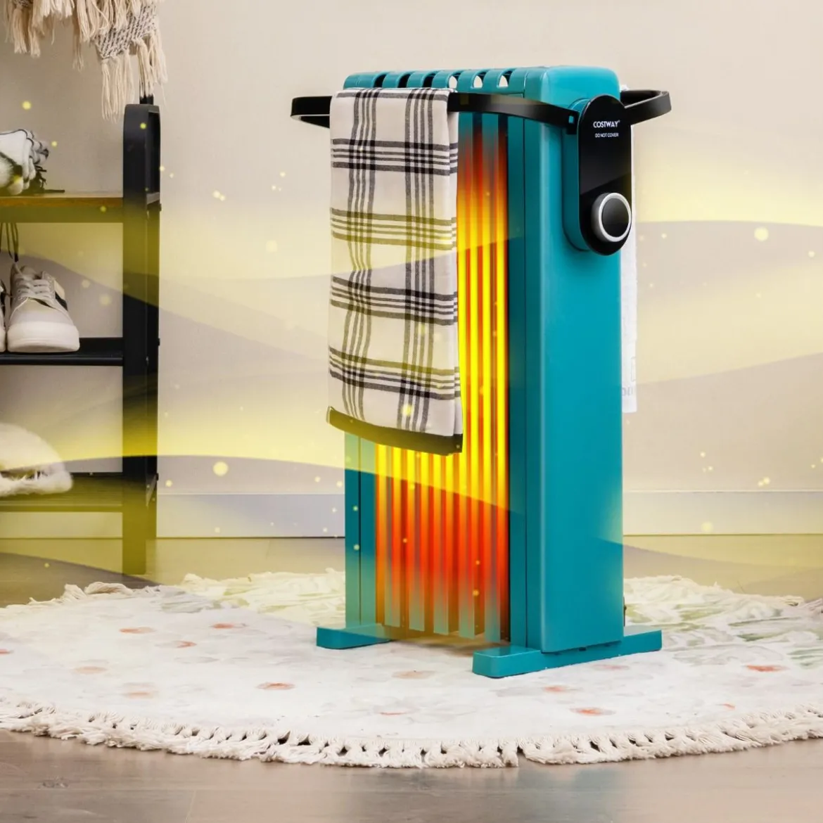 1500W Ölradiator 7 Rippen Heizkörper mit 3 Heizstufen Energiesparung & Überhitzungsschutz Türkis