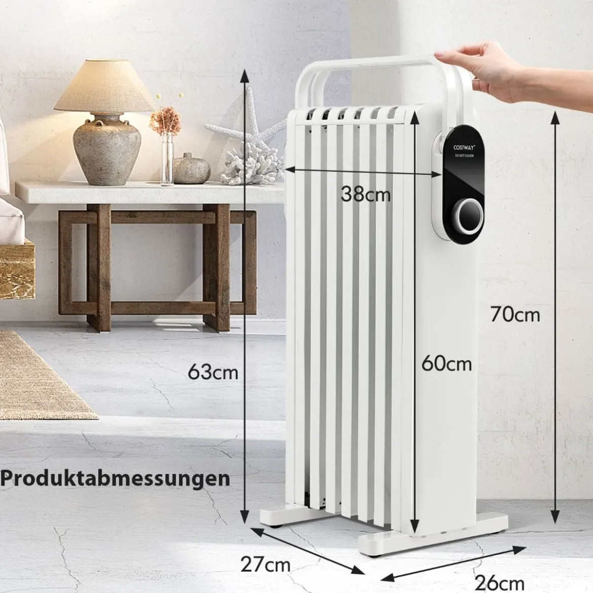 1500W Ölradiator 7 Rippen Heizkörper mit 3 Heizstufen Energiesparung & Überhitzungsschutz Weiß