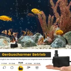 22 W Mini Aquarium Pumpe mit 2,2 m Hohem Hub & 1,83 m Netzkabel & 3 Düsen Wasserpumpe 900 L/h